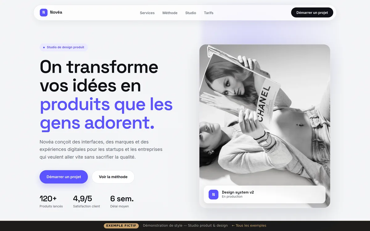 Aperçu du site démo « Novéa Studio » — style Moderne